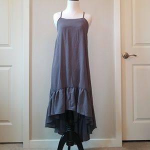 Charcoal Hi-lo Ruffle Hem Maxi Dress